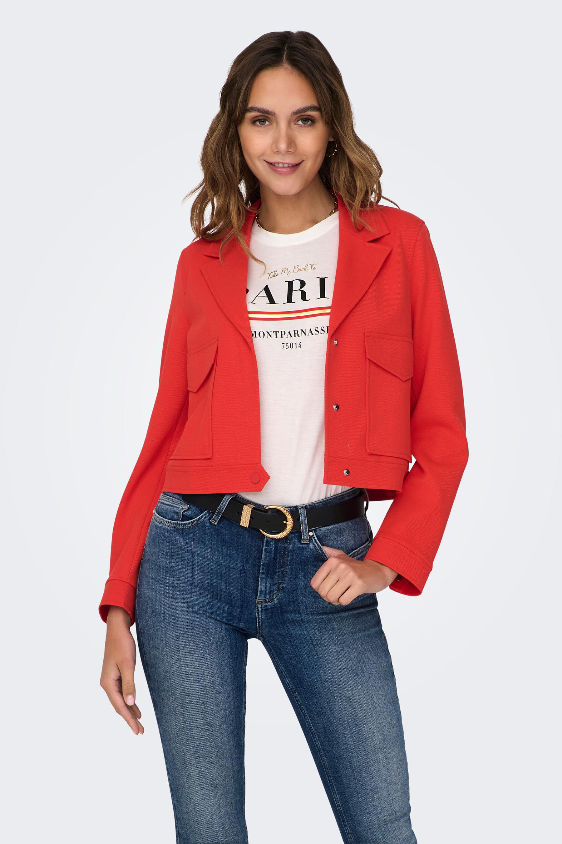 Veste courte Rouge ONLY 15312694 FLAME SCARLET POINTCARRE